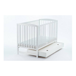DREWEX LULAYA DELUX Bērnu gulta ar noņemamu sānu un atvilktni 120x60cm, White DREWEX LULAYA DELUX Bērnu gulta ar noņemamu sānu un atvilktni 120x60cm, White