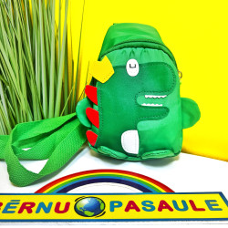 Bērnu soma - pār plecu dinozaura formā GREEN