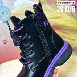 Meiteņu Zābaķi 28-35 izm. C-T10018-F - Melna/Violeta