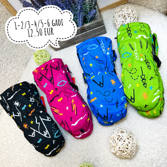 Ziemas Cimdi - Dūraiņi bērniem Spilgti 1-6 gadi