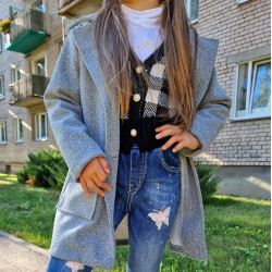 Stilīgs starpsezonas mētelis Pelēks Stilīgs starpsezonas mētelis Pelēks