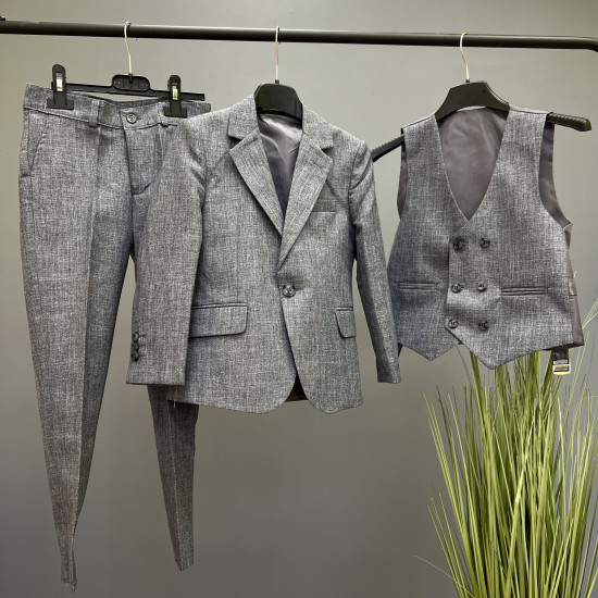 Klasisks kostīms zēniem 3 in 1 Grey