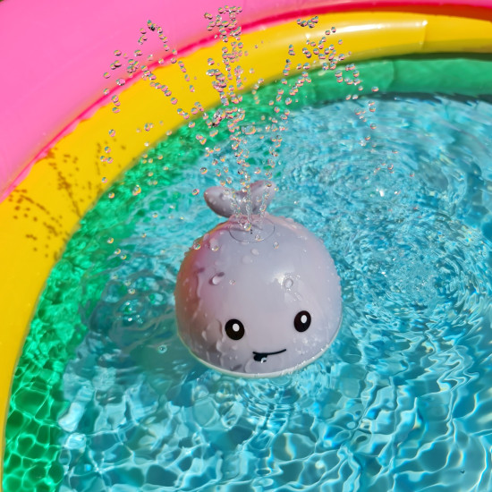Vannas rotaļlieta, mini vaļu strūklaka Mini Whale Fountain - pelēka