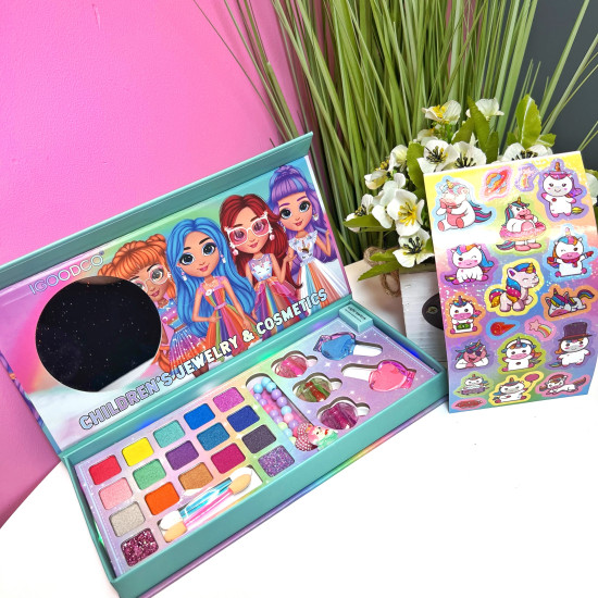 Bērnu kosmētikas komplekts IGOODCO My Cute Unicorn Fashion Dress Up ar uzlīmēm