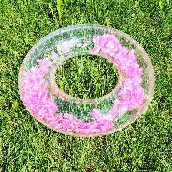 Piepūšamais riņķis peldēšanai SWIM RING ar spalvām 90cm Piepūšamais riņķis peldēšanai SWIM RING ar spalvām 90cm