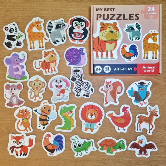Puzles bērniem Animals world 24 gab.