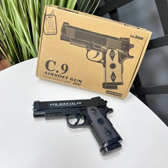Metāla rotaļu pistole ar lodītēm Airsoft C9 Metāla rotaļu pistole ar lodītēm Airsoft C9