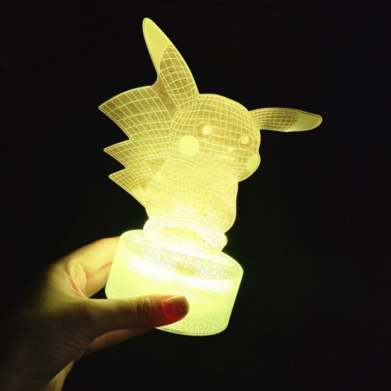 LED 3D Nakts lampa - Pikaču LED 3D Nakts lampa - Pikaču
