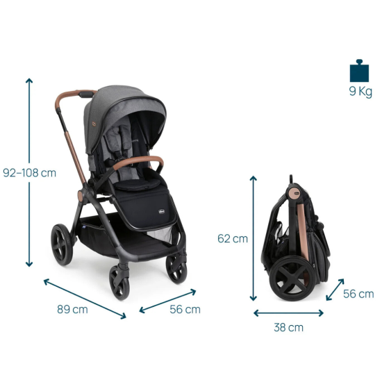 Chicco Mysa Stroller pastaigu rati (Black satin) Chicco Mysa Stroller pastaigu rati (Black satin)