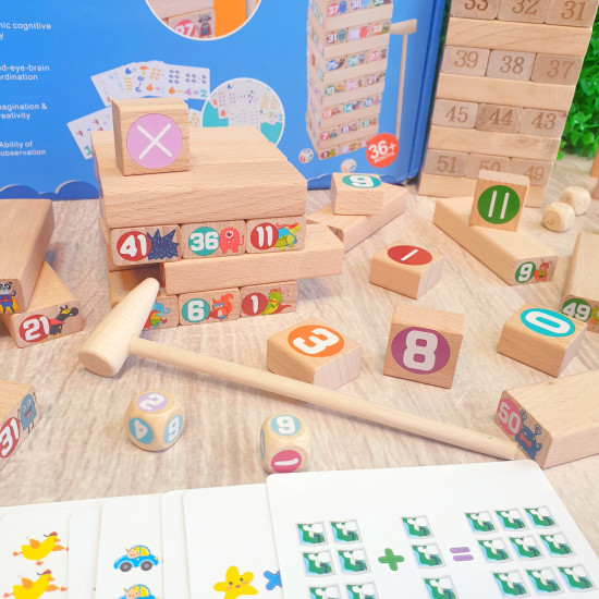 Koka spēle Jenga ar āmuru Koka spēle Jenga ar āmuru