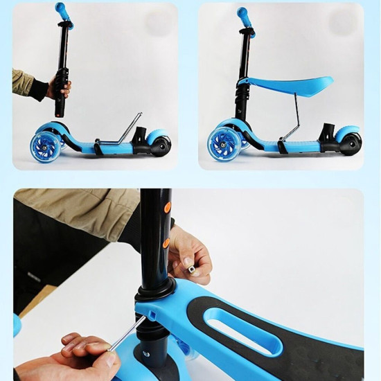 Skrējritenis ar rokturi stumšanai Scooter 5 in 1