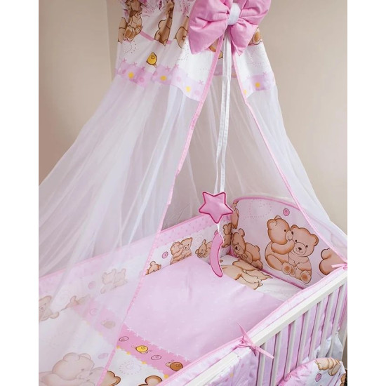 Bortiņš bērnu gultiņai ANKRAS 180cm Pink Bear Bortiņš bērnu gultiņai ANKRAS 180cm Pink Bear