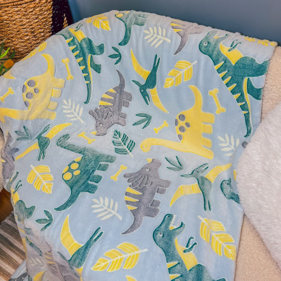 Pūkaina Sēga / Plēds - Dino, kas spīd tumsā 150х200